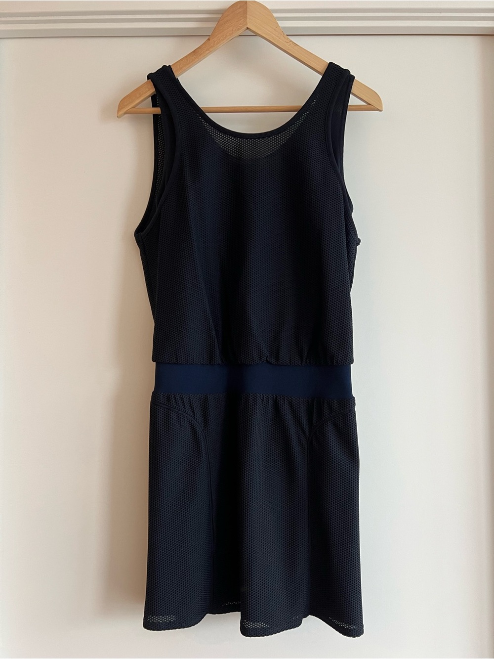 Theory Navy Mesh Tank Mini Dress Athletic Sporty Chic Double Layer Sleeveless